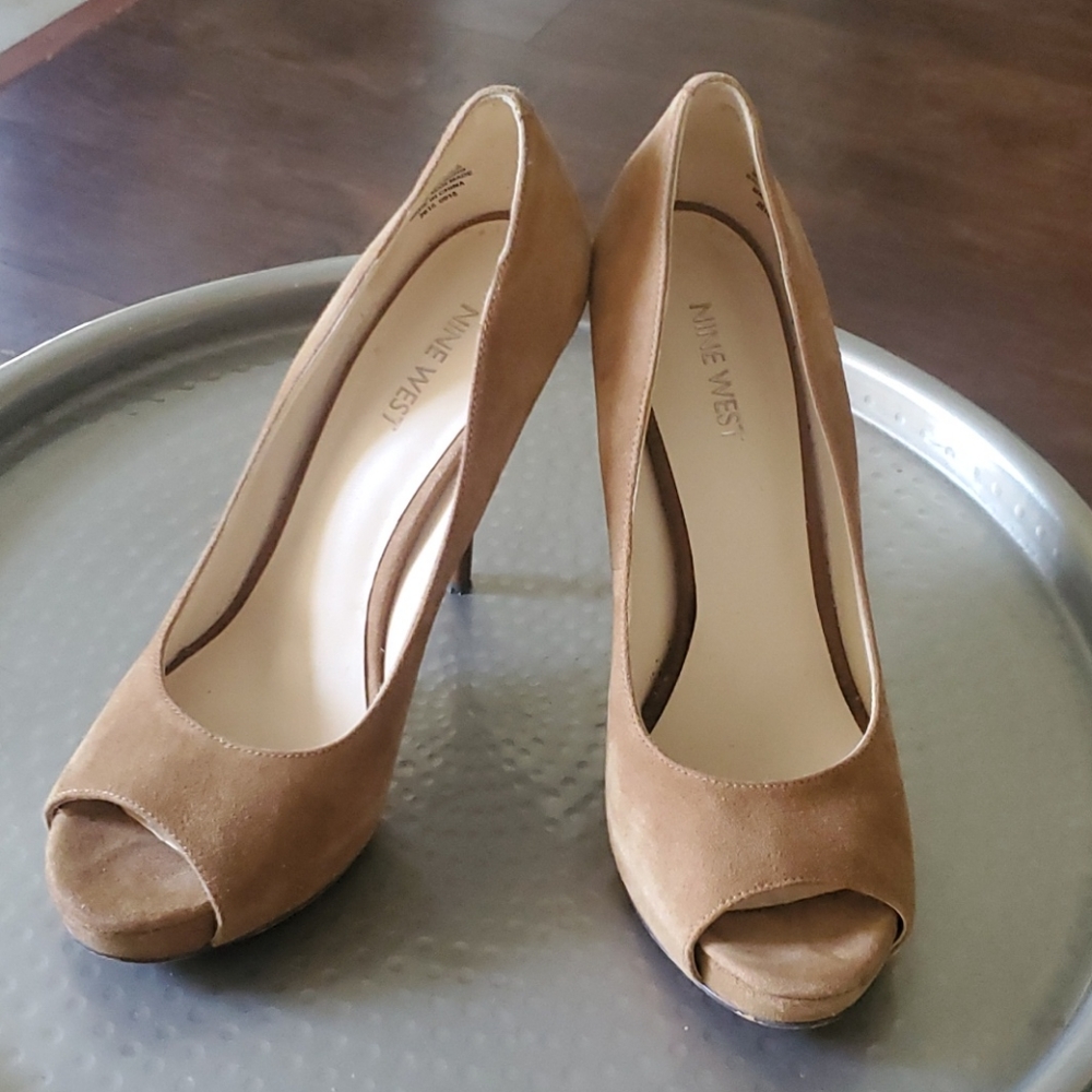 Nine West Suede Peeptoe Heels